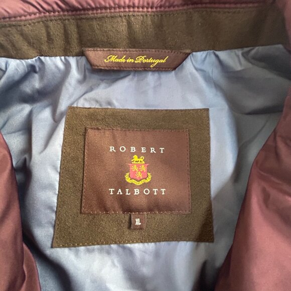 Robert Talbott Mens Burgundy Quilted Down Puffer Vest XL Button Front Packable - Picture 3 of 8